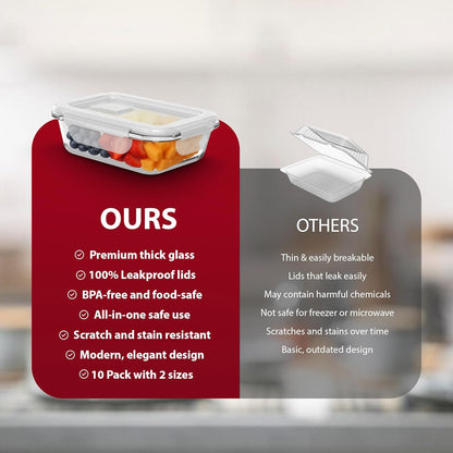 Zeno 10 Pack Glass Containers with Lids