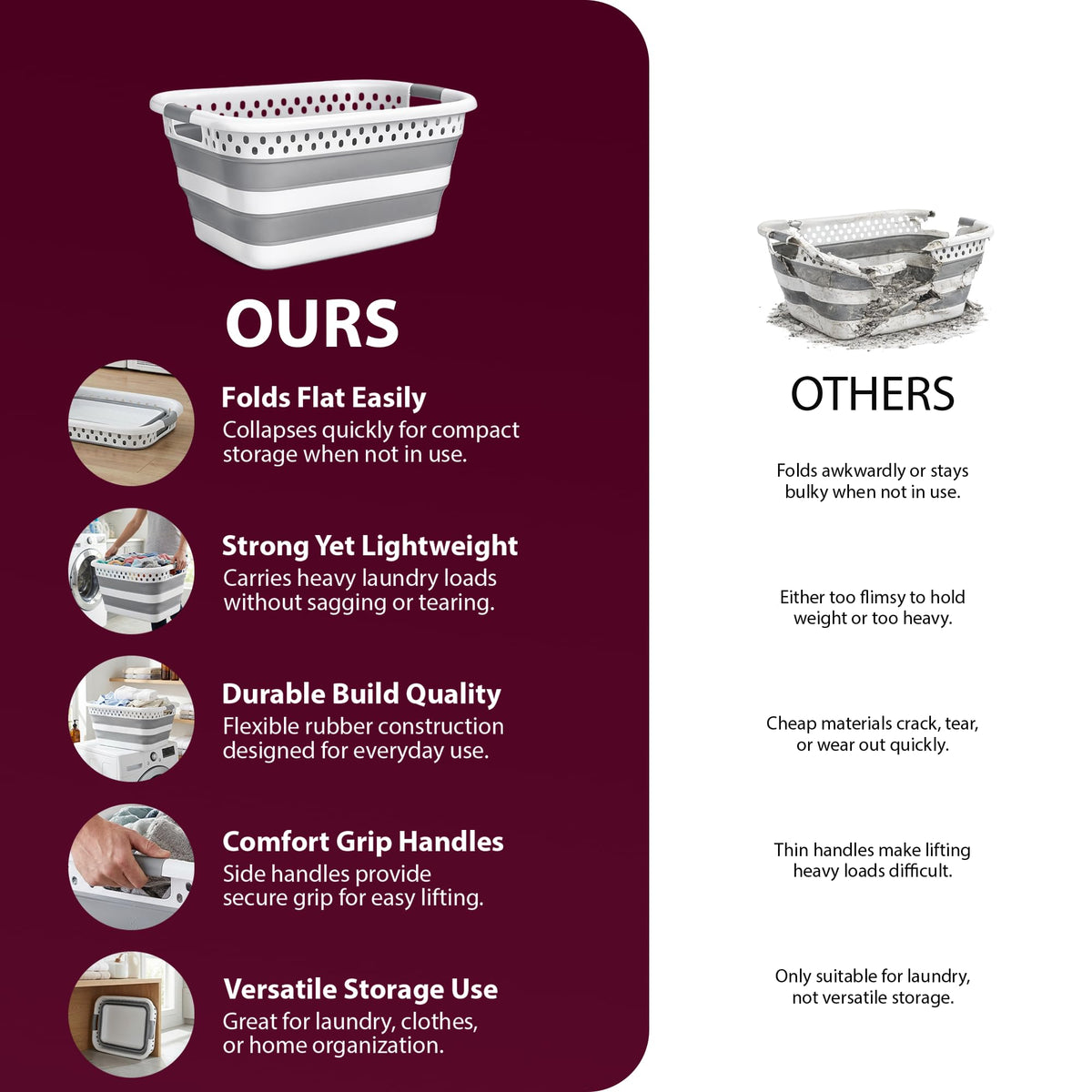 Zeno 58L Collapsible Laundry Basket