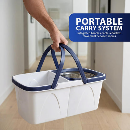 Zeno White & Blue Spin Mop and Bucket Set