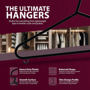 Zeno 100 Pack Black Plastic Coat Hangers