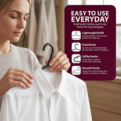 Zeno 50 Pack Black Plastic Coat Hangers