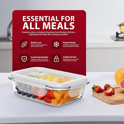 Zeno 8 Pack Glass Food Containers with Lids