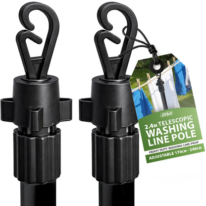 Zeno 2 Pack Black Washing Line Prop Pole
