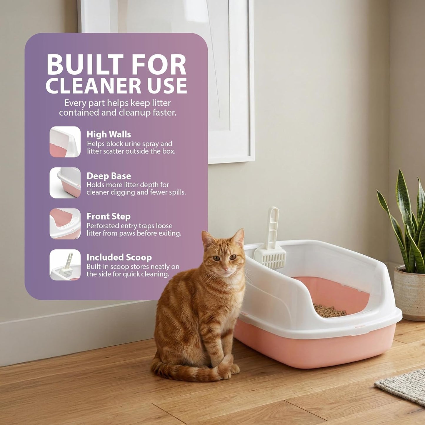 Rex & Roxy Large Pink Cat Litter Tray