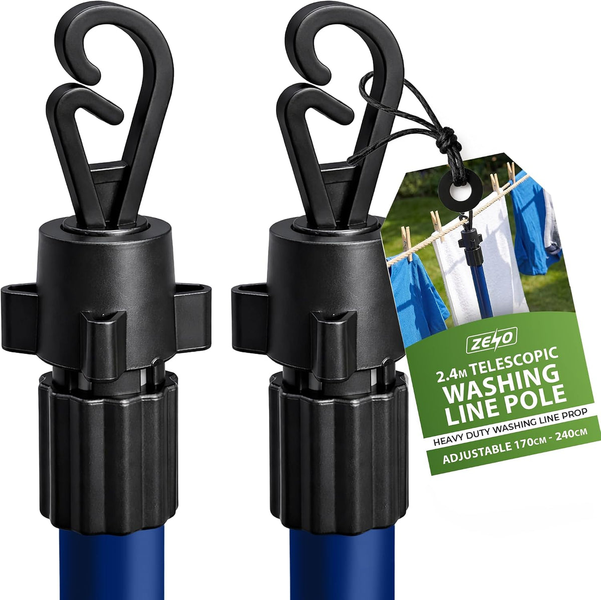 Zeno 2 Pack Blue Washing Line Prop Pole