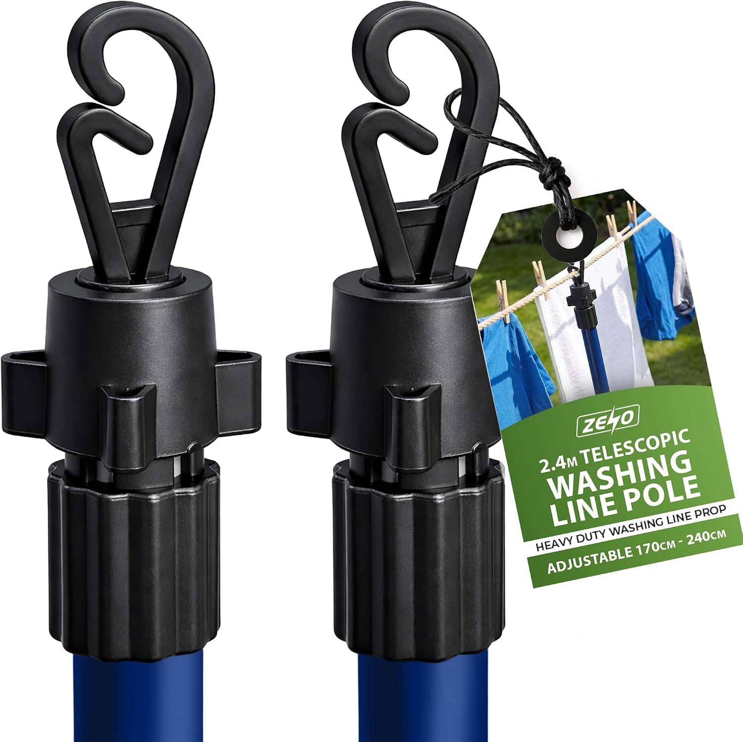 Zeno 2 Pack Blue Washing Line Prop Pole