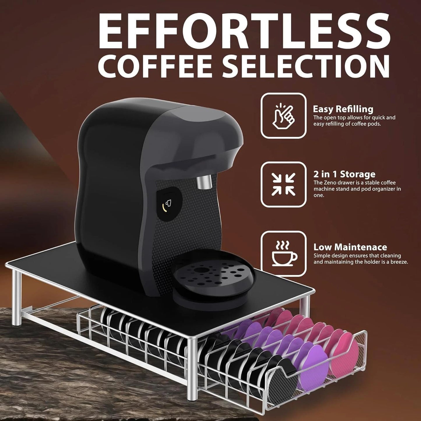 Zeno 60 Coffee Pods Holder Compatible with Tassimo Capsules
