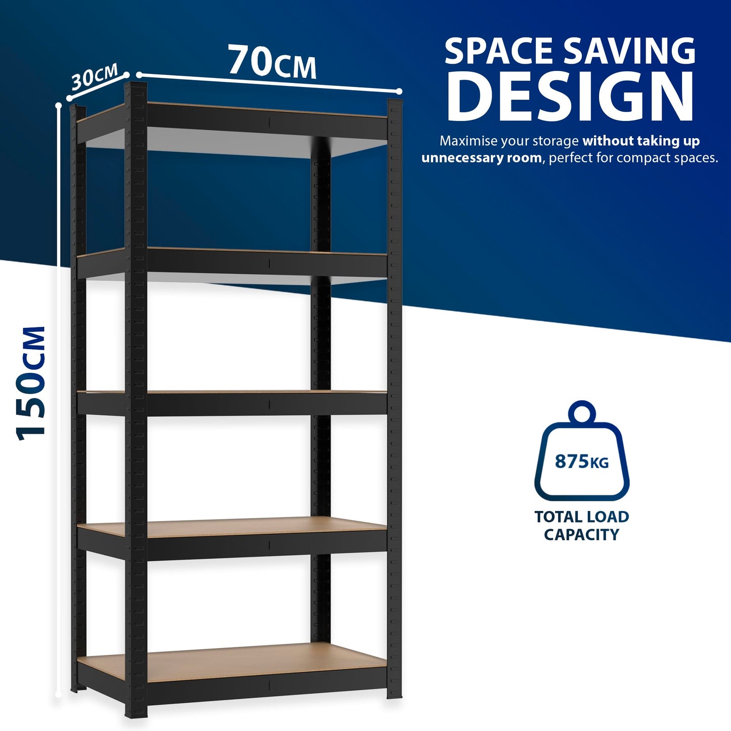 Zeno Set of 2 Black Regular 5 Tier Garage Shelving Units