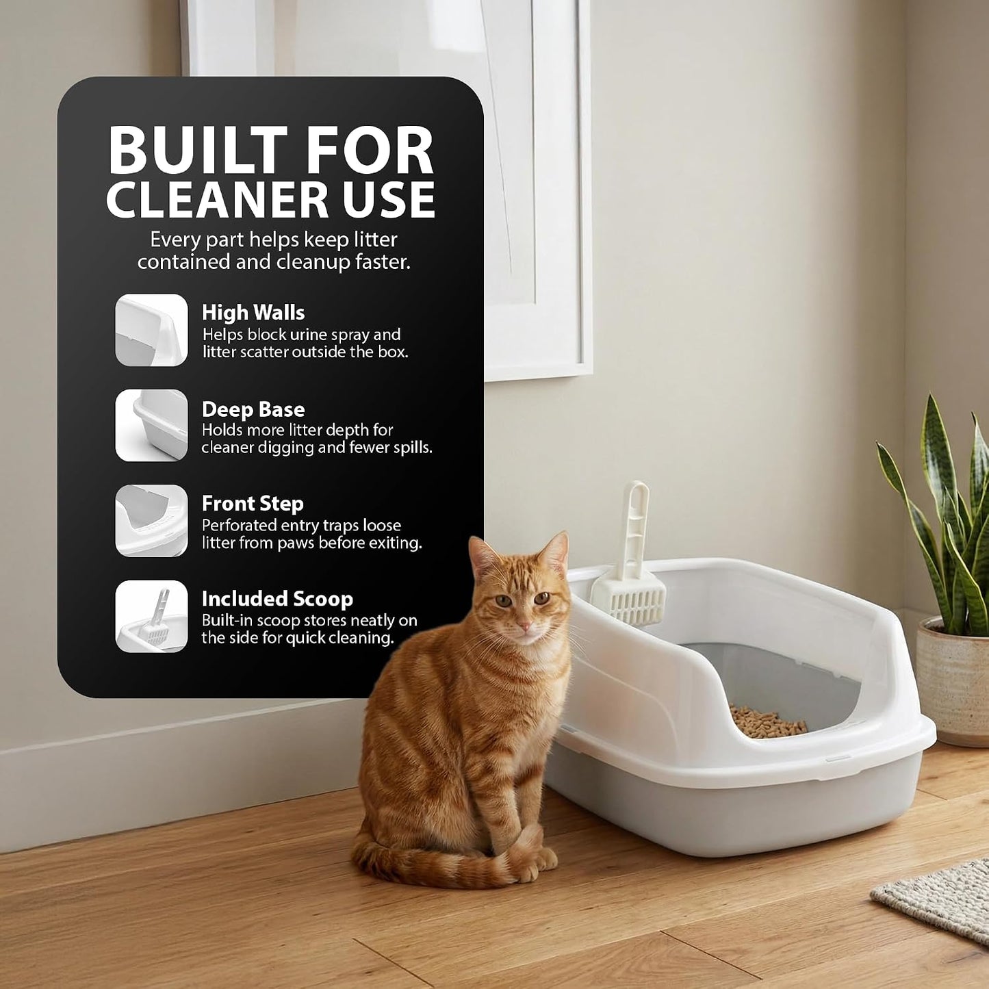 Rex & Roxy Large Grey Cat Litter Tray