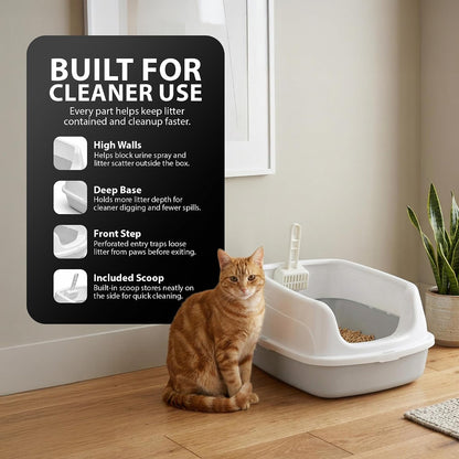 Rex & Roxy Large Grey Cat Litter Tray