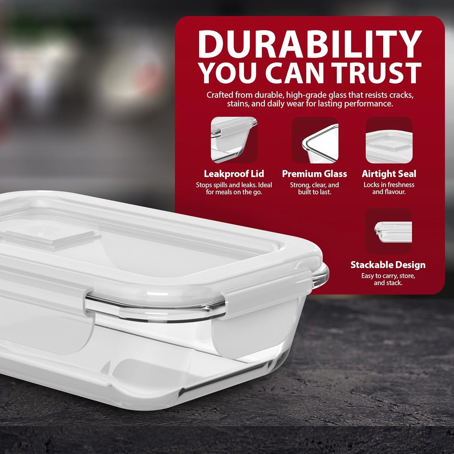 Zeno 8 Pack Glass Food Containers with Lids
