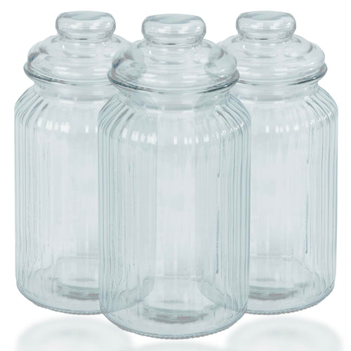 Zeno Set of 3 950ml Airtight Vintage Glass Jars