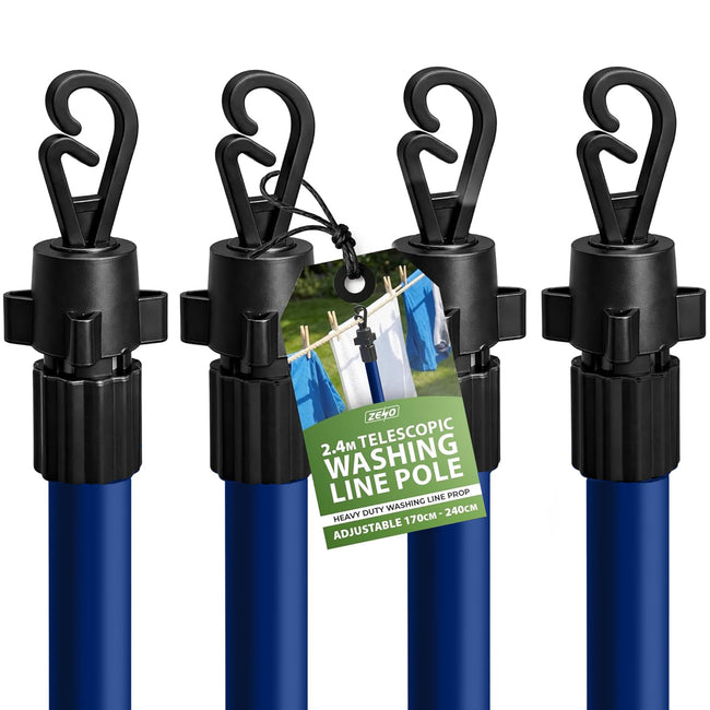 Zeno 4 Pack Blue Washing Line Prop Pole