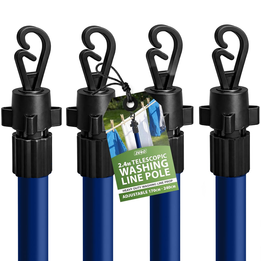 Zeno 4 Pack Blue Washing Line Prop Pole