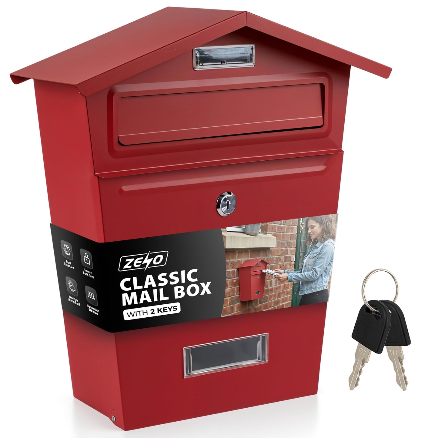 Zeno Red Classic Post Box