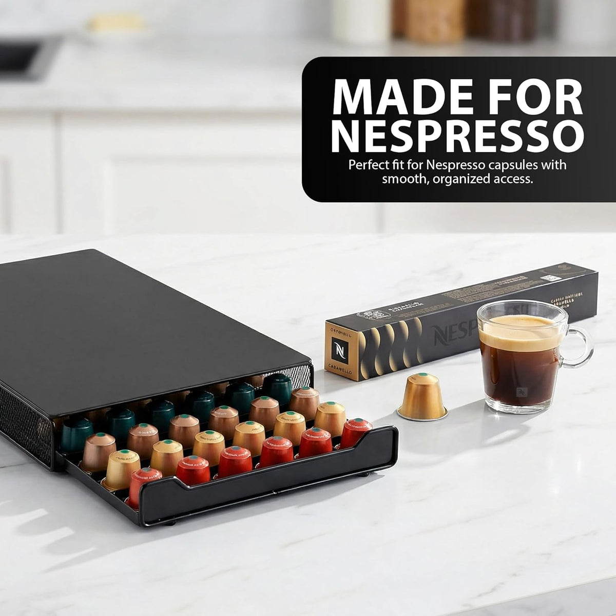 Zeno 60 Coffee Pods Holder & Machine Stand Compatible with Nespresso