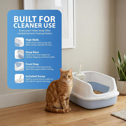Rex & Roxy Large Blue Cat Litter Tray