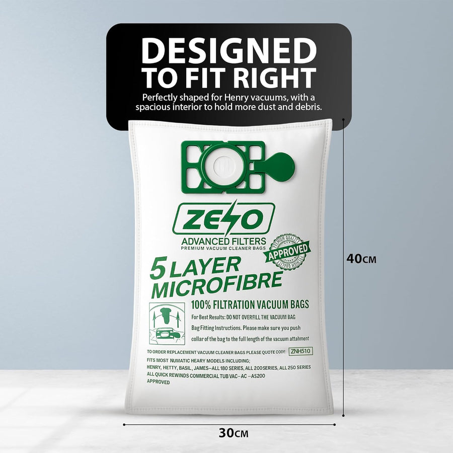 Zeno 20 Pack Hoover Bags for Henry Hoover including 10 Air Fresheners