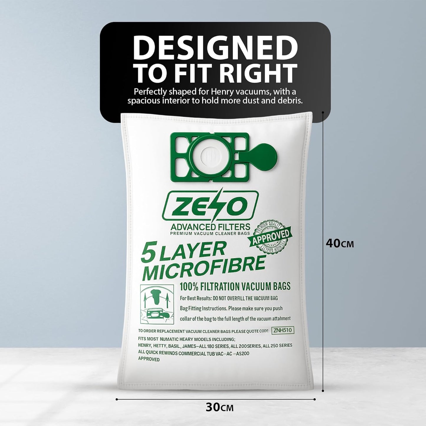 Zeno 20 Pack Hoover Bags for Henry Hoover