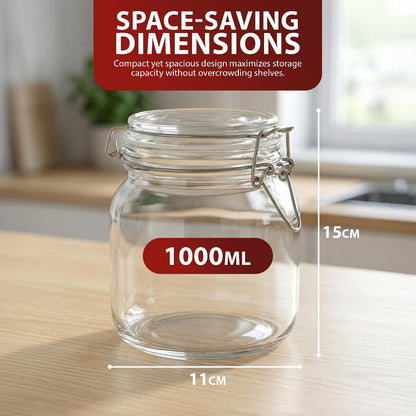Zeno 3 Pack 1000ml Clip Top Glass Jars