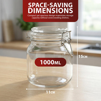 Zeno 6 Pack 1000ml Clip Top Glass Jars