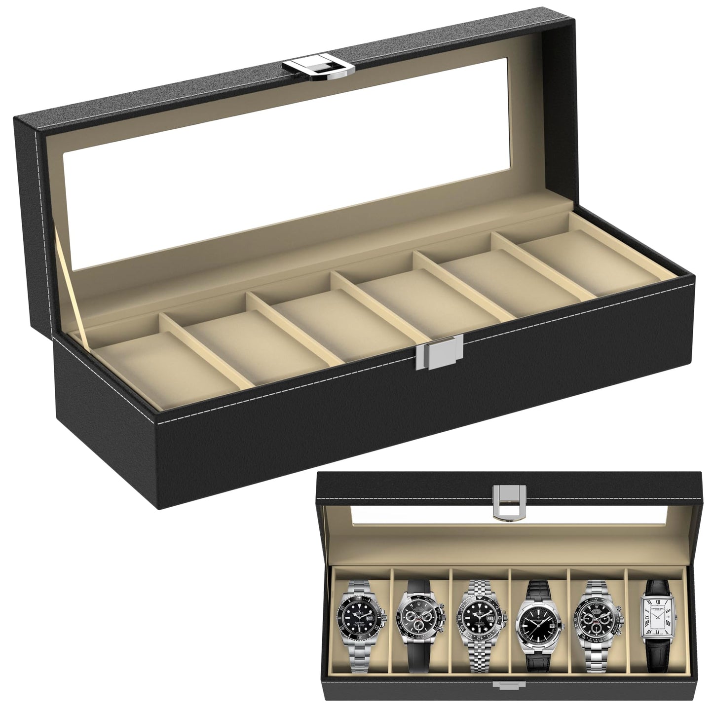 Zeno 6 Compartment Watch & Jewellery Display Box