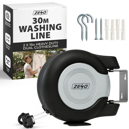 Zeno Black & Grey Retractable Double Washing Line