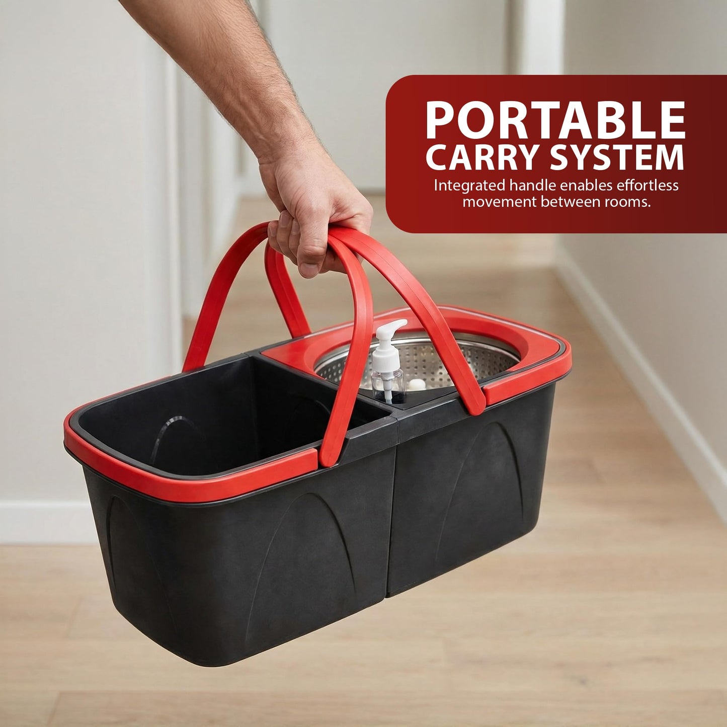 Zeno Black & Red Spin Mop and Bucket Set