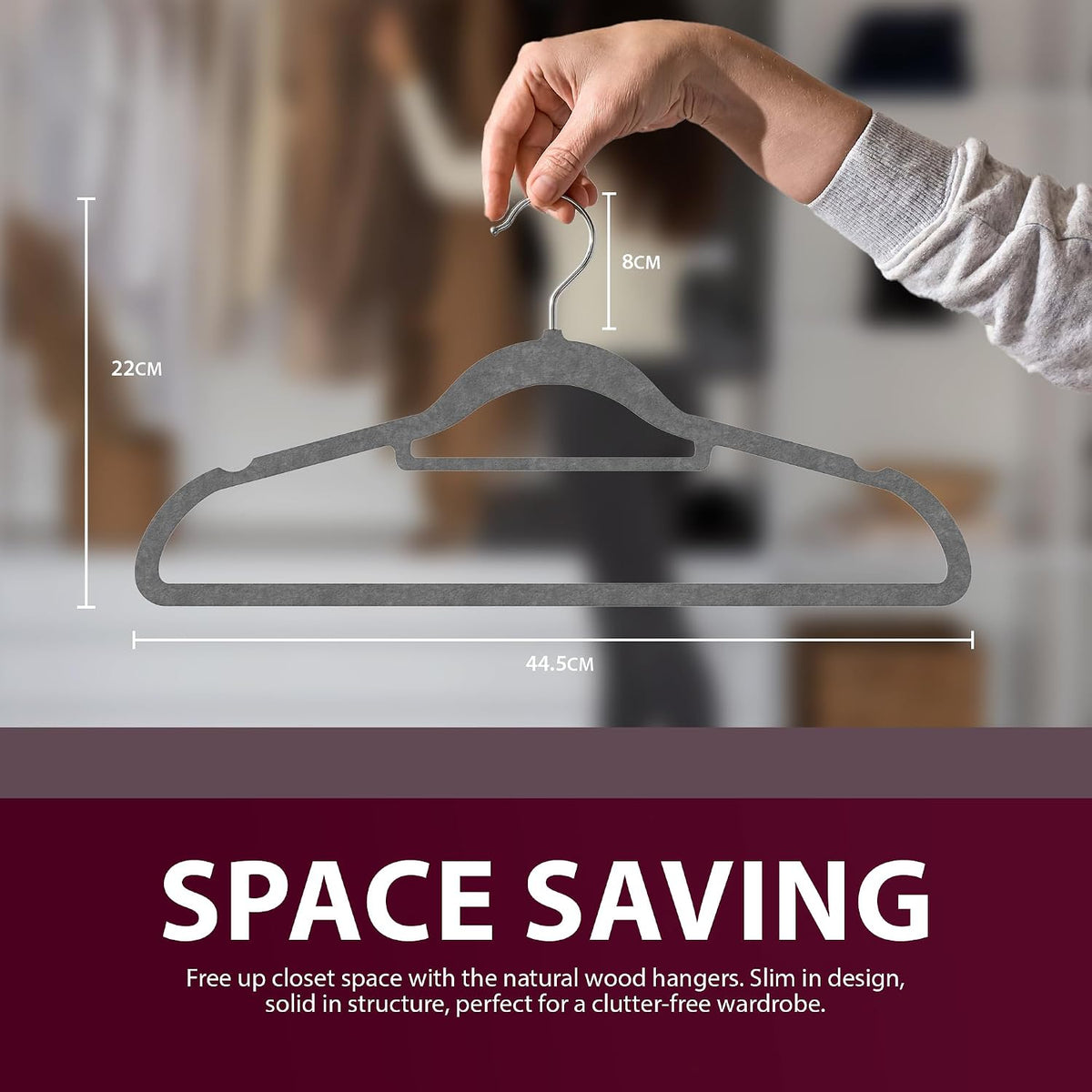 Zeno 50 Pack Grey Velvet Hangers