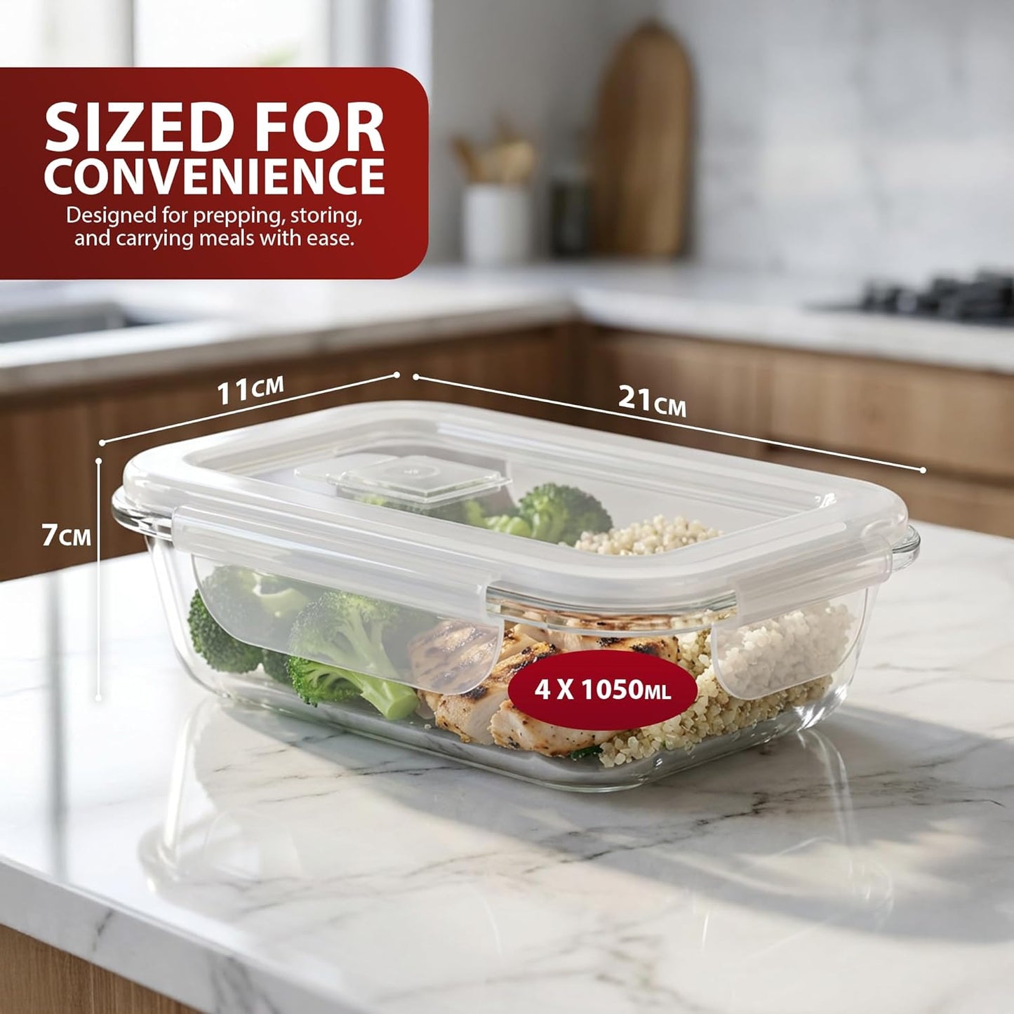 Zeno 5 Pack Glass Containers with Lids