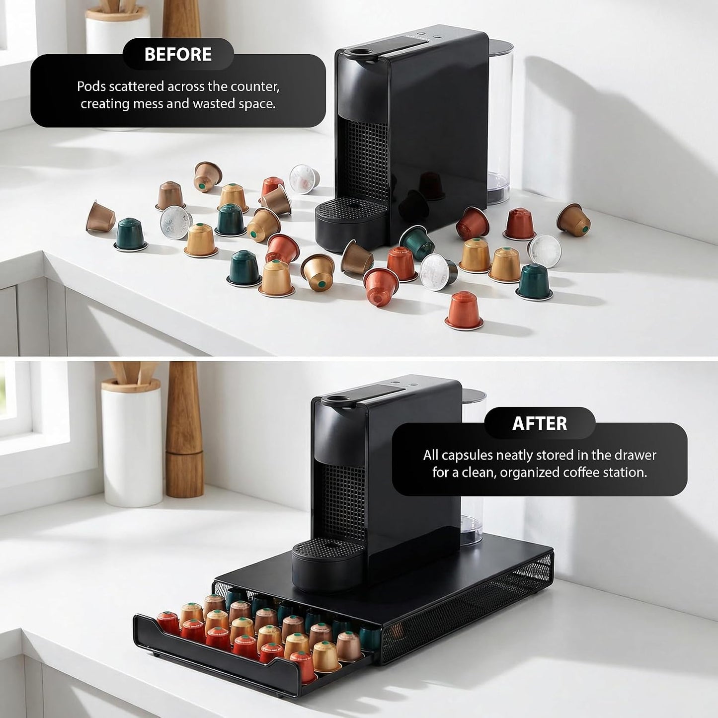 Zeno 60 Coffee Pods Holder & Machine Stand Compatible with Nespresso