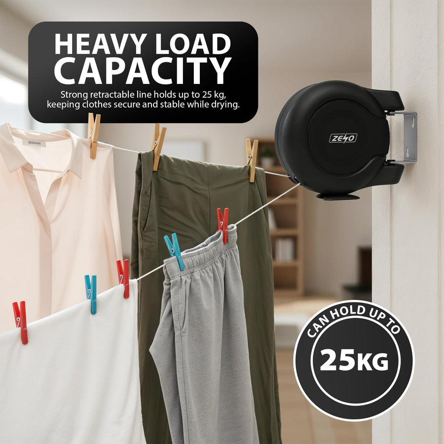 Zeno Black Retractable Double Washing Line