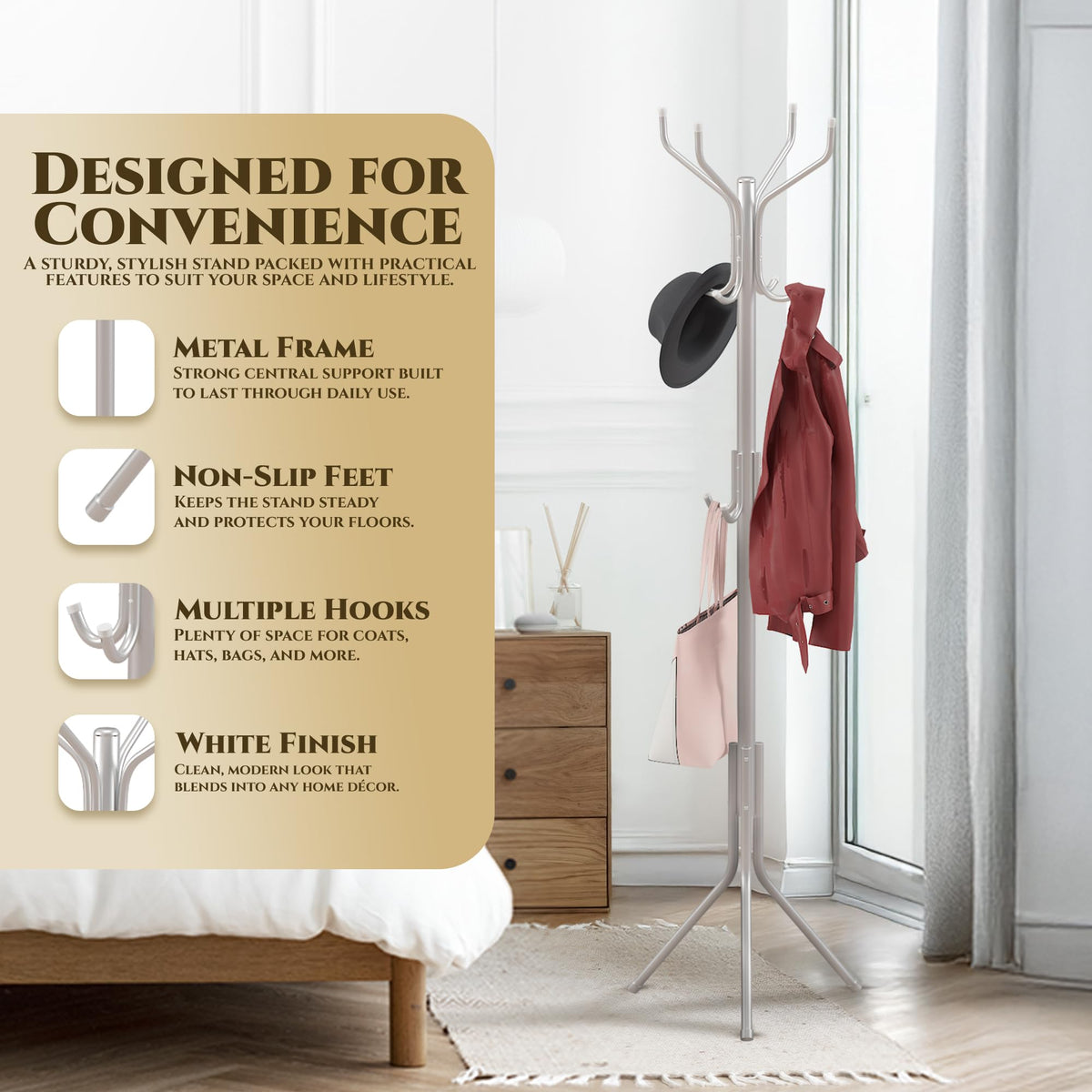 Zeno White Coat Rack