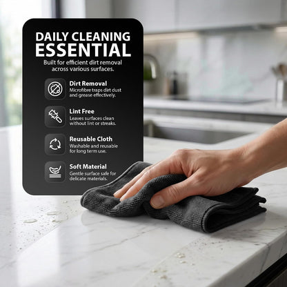 Zeno 10 Pack Black Microfibre Cloths