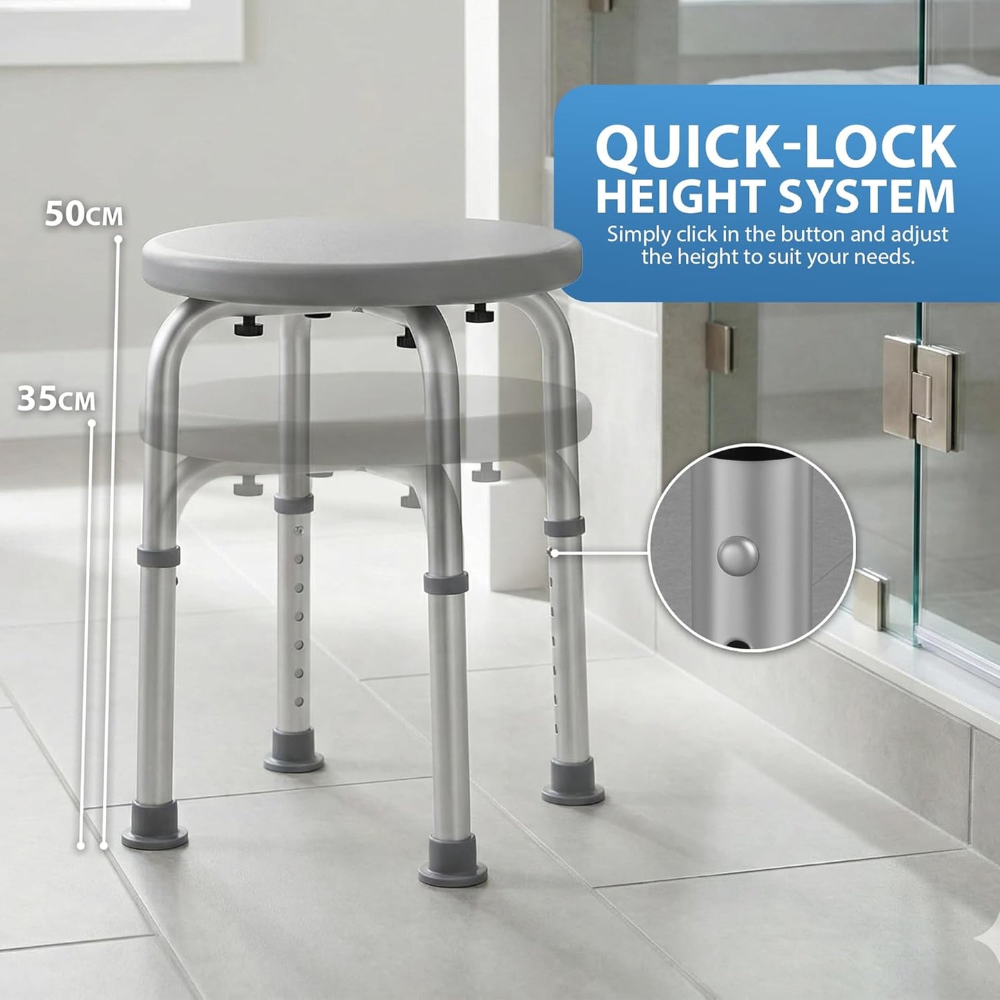 Zeno 50cm Round Shower Stool