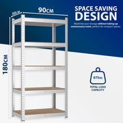 Zeno Silver Large 5 Tier Garage Shelving Unit