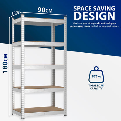 Zeno Silver Large 5 Tier Garage Shelving Unit