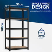 Zeno Set of 2 Black Large 5 Tier Garage Shelving Units