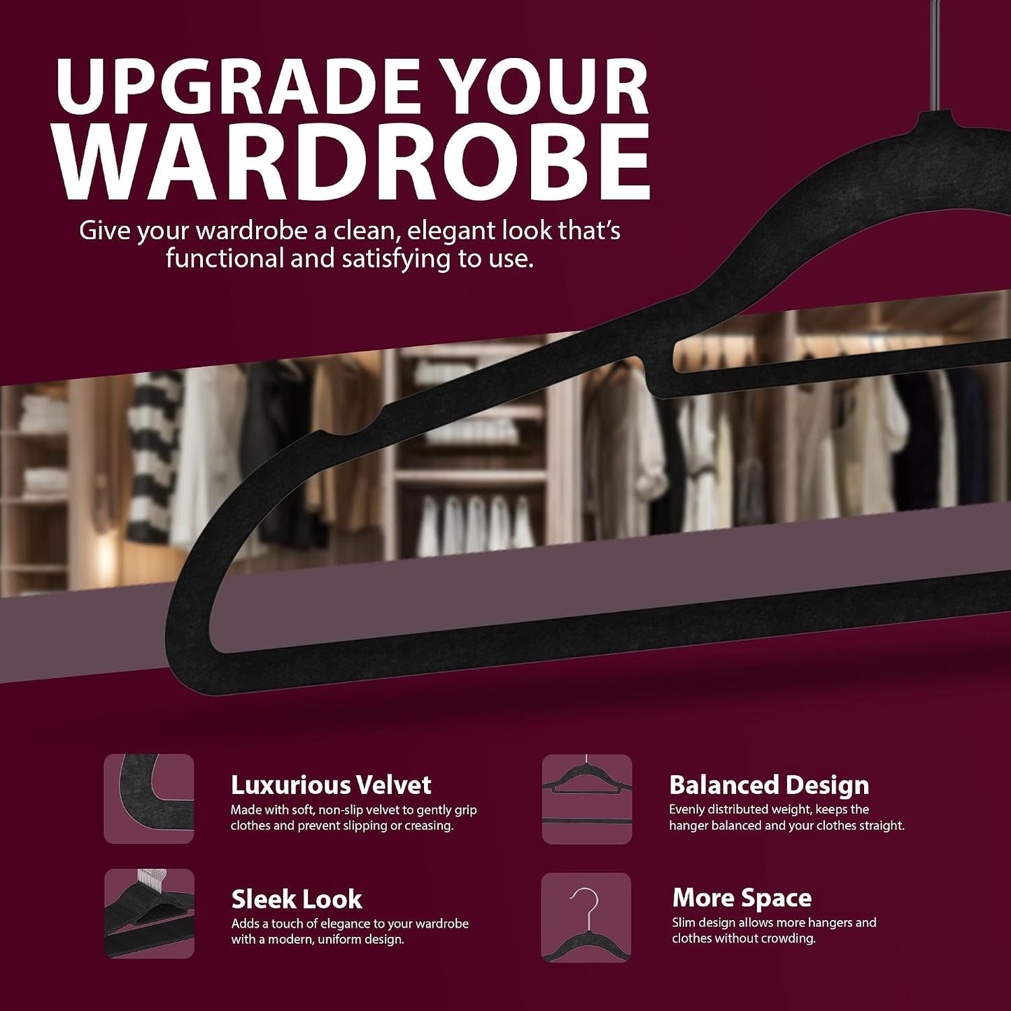 Zeno 20 Pack Black Velvet Hangers