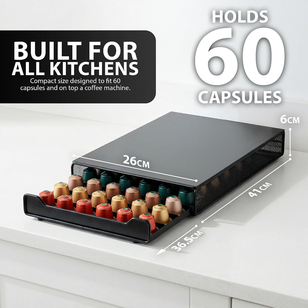 Zeno 60 Coffee Pods Holder & Machine Stand Compatible with Nespresso