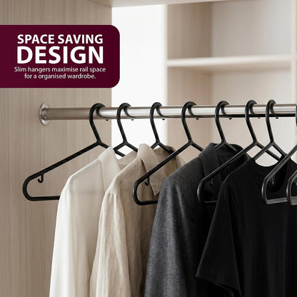 Zeno 50 Pack Black Plastic Coat Hangers