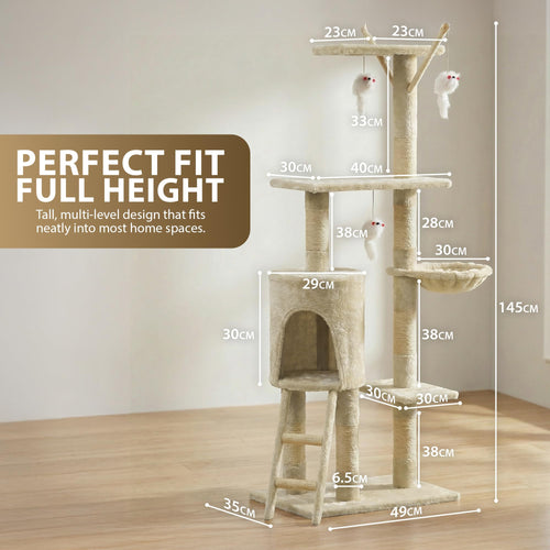 Rex & Roxy 145cm Beige Cat Tree