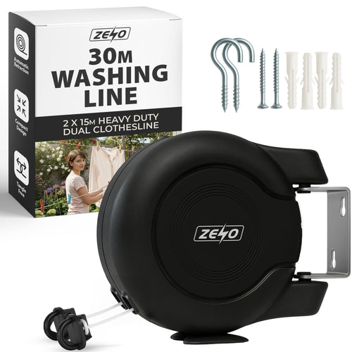 Zeno Black Retractable Double Washing Line