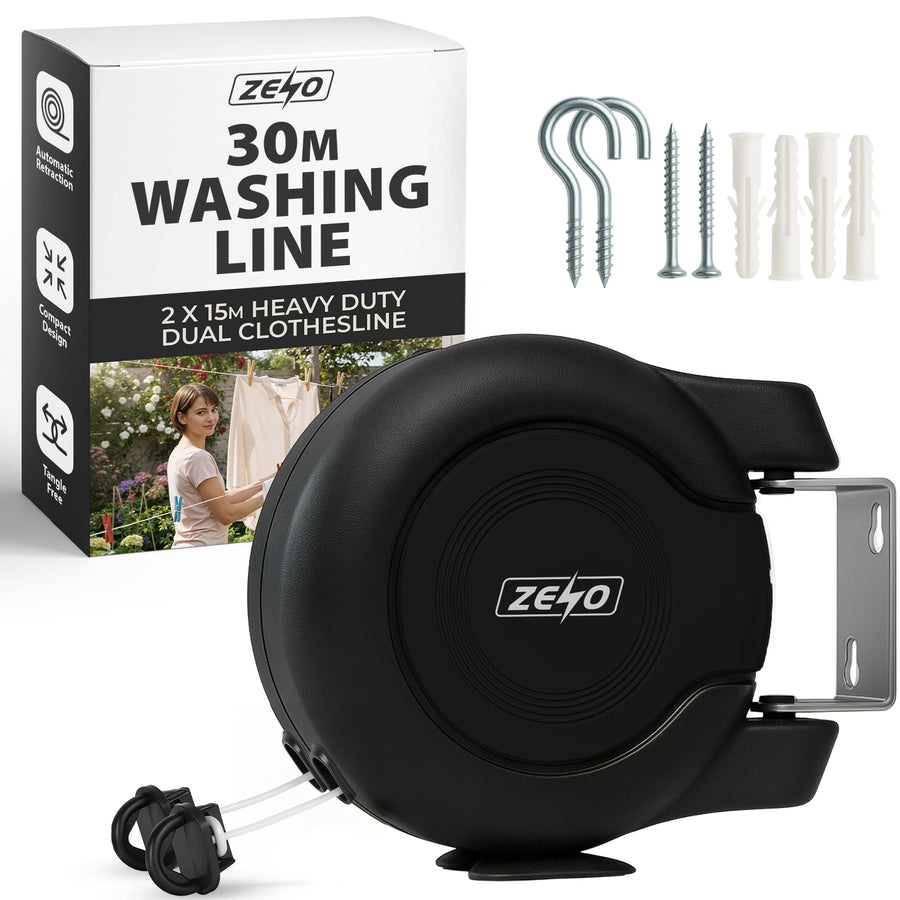 Zeno Black Retractable Double Washing Line