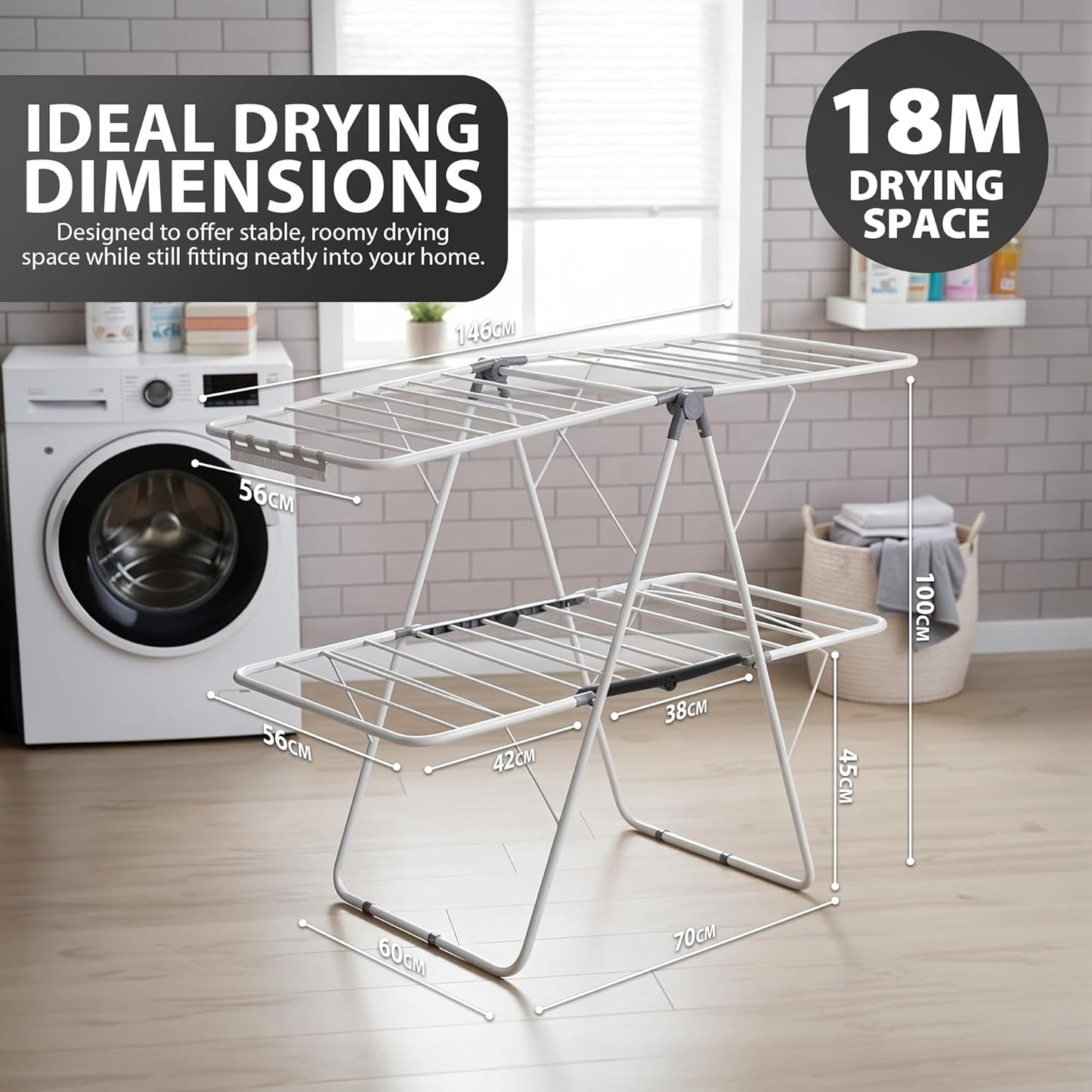 Zeno Clothes Drying Rack 18M Drying Space