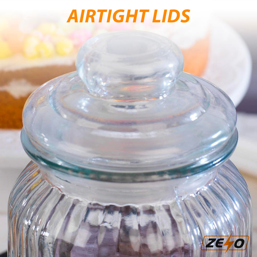 Zeno Set of 3 1350ml Airtight Vintage Glass Jars