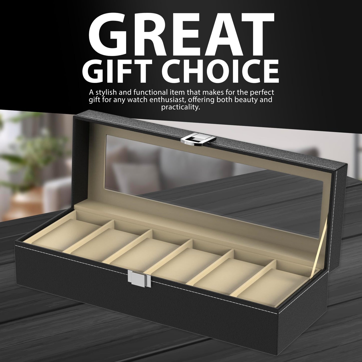 Zeno 6 Compartment Watch & Jewellery Display Box