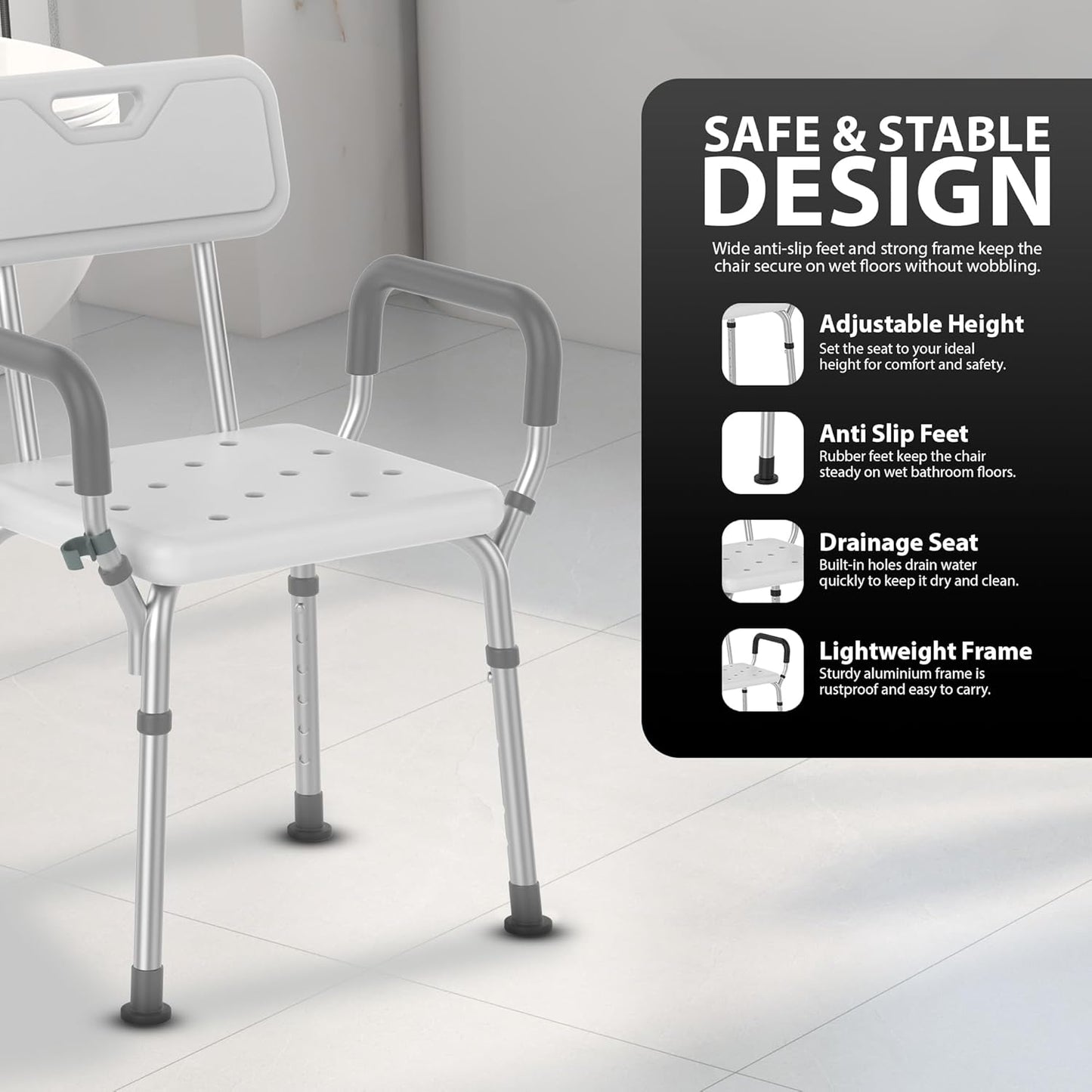 Zeno White Shower Chair