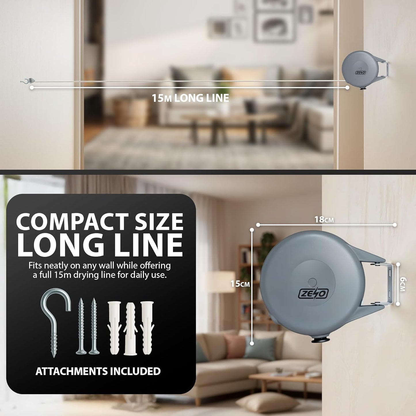 Zeno Retractable Single Washing Line