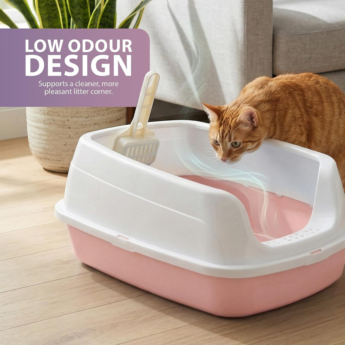Rex & Roxy Large Pink Cat Litter Tray